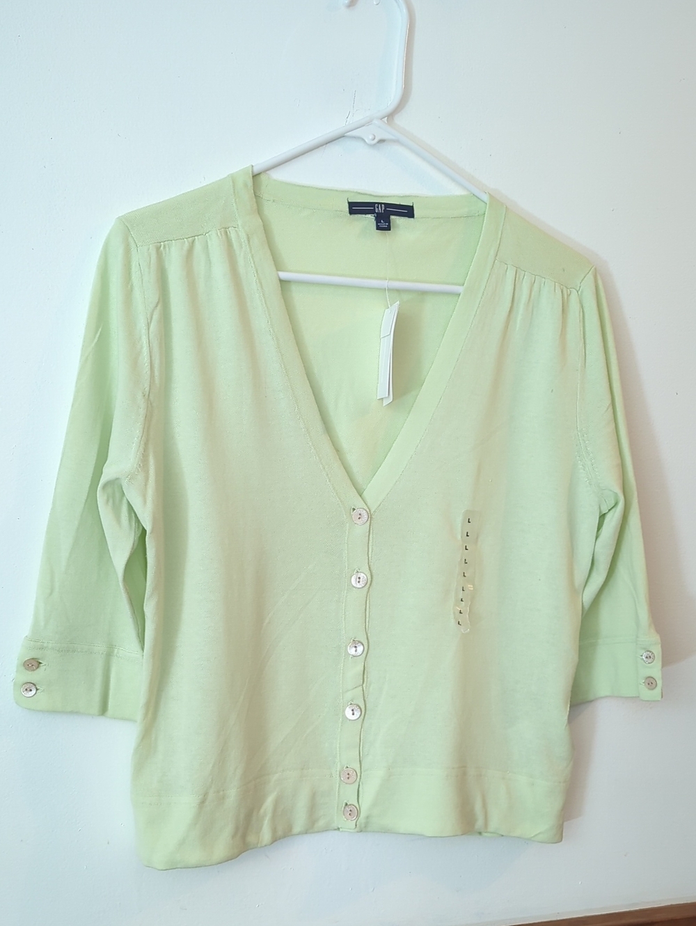 GAP Light Green V-Neck Button Front Cardigan